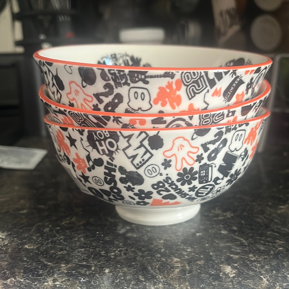 3 Mickey Mouse Disney bowls. Never used, kept in a glass cabinet. NWT